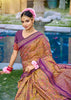 Brown And Purple Woven Banarasi Silk Saree