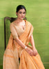 Orange Peach Woven Linen Silk Saree