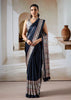 Medieval Blue Printed Satin Silk Saree