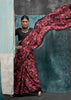 Persian Red And Black Satin Crepe Printed Silk Saree