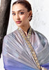 Shades Of Blue Designer Organza Silk Saree With Printed Blouse