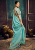 Sky blue Woven Munga Cotton Silk Saree