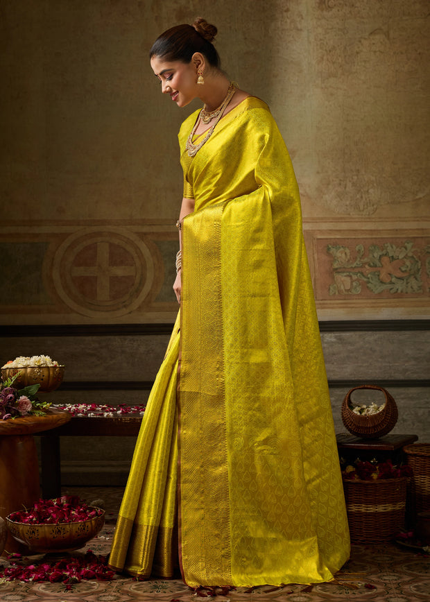 Apple Green Woven Kanjivaram Silk Saree