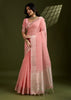 Amber Peach Woven Soft Silk Saree