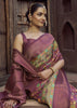Wine Purple Floral Printed Soft Silk Saree