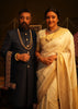 ABHIRAMI In Classic White And Gold Woven Kanjivaram Saree