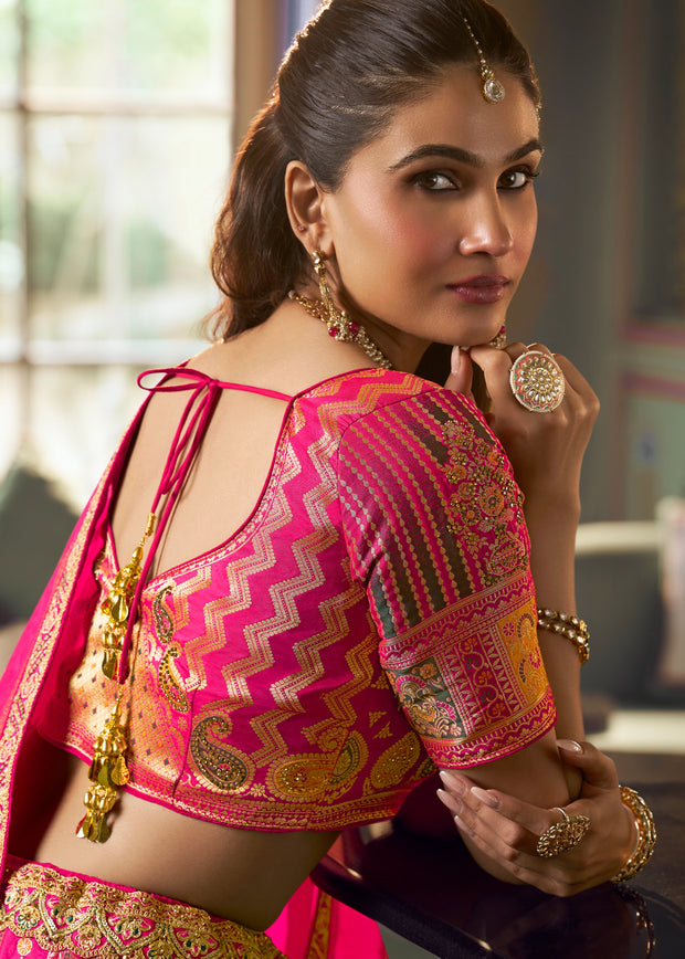 Fuchsia Pink Heavy Banarasi Designer Lehenga