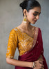 Maroon Embroidered Silk Saree With Heavy Blouse