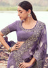 Lilac Purple Woven Embroidered Tissue Silk Saree