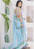 Pastel Blue Woven Linen Silk Saree