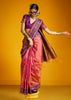 Peach Pink Woven Banarasi Silk Saree