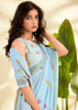 Sky Blue Woven Linen Silk Saree