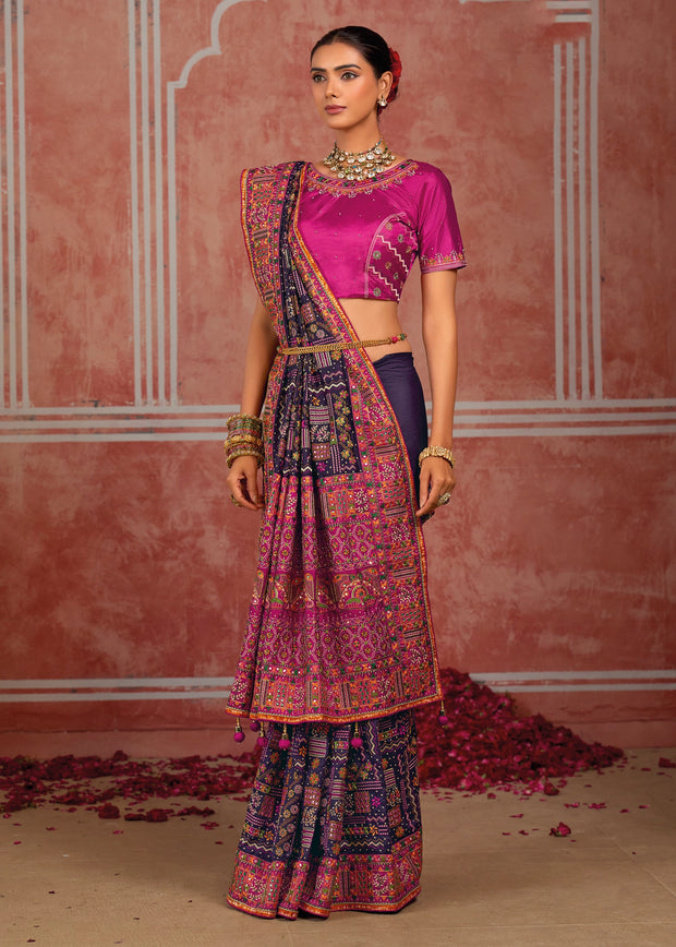 Patrician Purple Embroidered Designer Saree