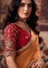 Rust Orange Designer Organza Saree With Embroidered Blouse