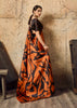 Apricot Orange Printed Satin Silk Saree