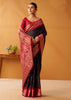 Black and Red Woven Banarasi Cotton Silk Saree