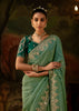 Sage Green Embroidered Tissue Saree