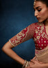 Almon Beige Embroidered Designer Tissue Saree