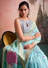 Angel Blue Woven Linen Cotton Silk Saree