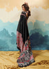 Jet Black Printed Satin Silk Saree