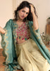 Beige And Green Designer Indo Western Set