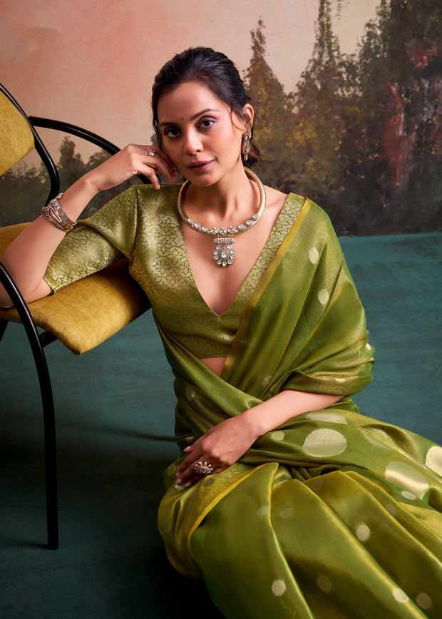 Light Green Woven Tissue Silk Saree
