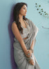 Powder Grey Woven Linen Silk Saree