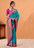 Horizon Blue Banarasi Satin Silk Saree