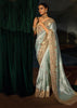 Mint Blue Embroidered Silk Saree