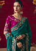 Peacock Green Designer Embroidered Saree