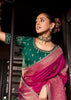 “Exclusive Offer” : Princess Pink Woven Embroidered Banarasi Silk Saree