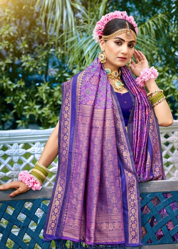 Purple Woven Banarasi Silk Saree
