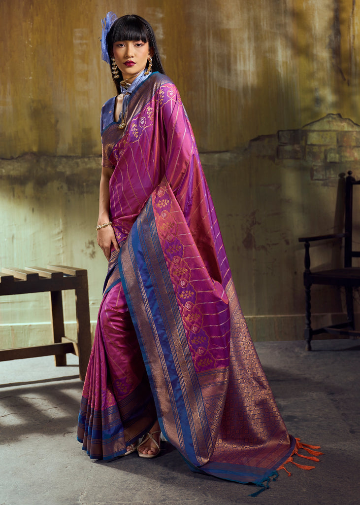 Orchid Purple Woven Banarasi Silk Saree