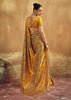 Golden Yellow Printed Satin Silk Saree