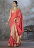 Coral Peach Woven Cotton Saree