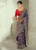 Indigo Blue Embroidered Georgette Bandhej Saree