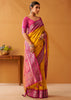 Vibrant Yellow Woven Banarasi Cotton Silk Saree