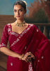 Maroon Embroidered Designer Saree