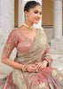 Dry Rose Pink Designer Embroidered Silk Saree