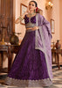 Dahila Purple Tissue Silk Embroidered Lehenga