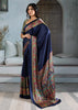 Patriot Blue Printed Satin Silk Saree