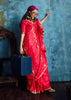 Vermilion Red Woven Banarasi Satin Silk Saree