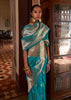 Teal Blue Dual Tone Woven Banarasi Silk Saree