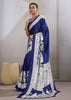 True Blue Printed Satin Silk Saree