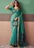 Teal Green Woven Cotton Silk Saree