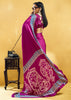 Plum Magenta Satin Silk Saree with Ajrakh Printed Pallu and Blouse