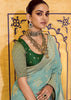 Aqua Blue Woven Banarasi Silk Saree