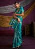 Teal Blue Banarasi Satin Silk Saree