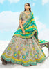 Grey And Green Heavy Embroidered Designer Lehenga Set