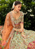 Green & Orange Embroidered Stitched Designer Lehenga